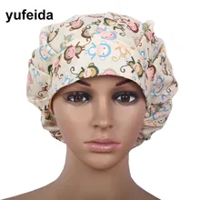 YUFEIDA Unisex Medical Caps Hospital Doctor Nurse Woman Lab Printing Surgical Cap Cotton Adjustable Jalecos Long Hair Scrub Cap