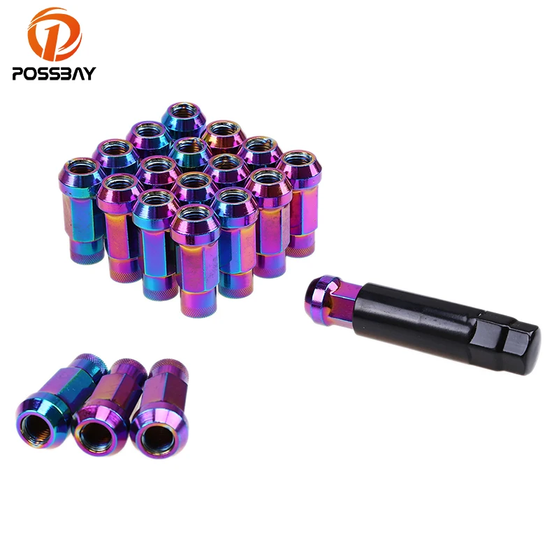 

POSSBAY 20Pcs 48mm Metal Wheel Nuts Race Lock Lug Nuts M12x1.5/M12x1.25 Blue/Multicolor Car Wheel Accessories