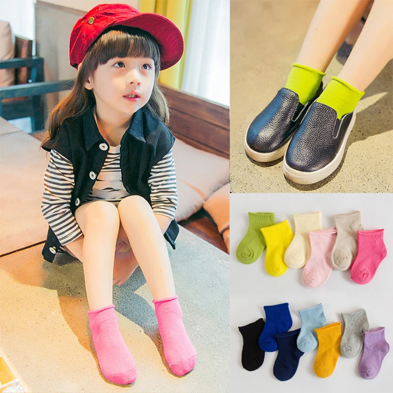 

New Spring Summer 1 Pair Kids Socks Boys Girls Children Baby Socks Candy Color Kids Short Socks For Children 1-9Y