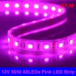 5 м 12 В 5050 SMD 60leds розовый Светодиодные ленты света Гибкая Клейкие ленты SMD5050 белый PCB Водонепроницаемый силиконовая трубка IP67 розовый цвет