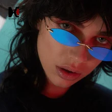 SHAUNA, модные маленькие овальные солнцезащитные очки для женщин, фирменный дизайн, мужские солнцезащитные очки без оправы с зеркальным покрытием, UV400