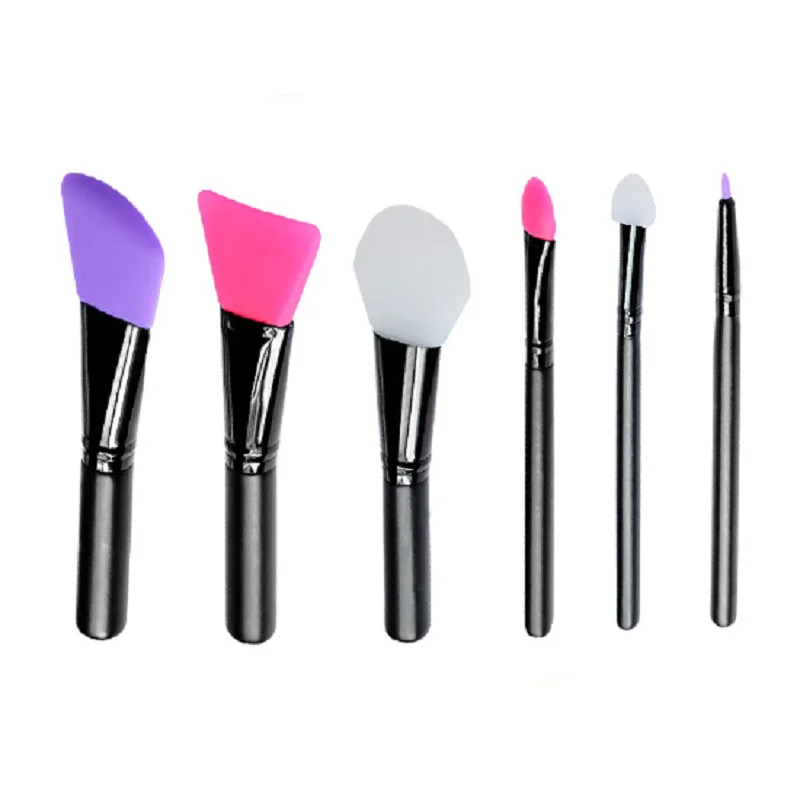 

6 Pcs Colorful Unique Makeup Silicone Mask Eyebrow Eyeliner Lip Brushes Set Cosmetic Makeup Brush Set Silicone Brushes