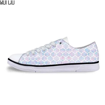 

Women Classic Vulcanize Shoes Rainbow Pastel Watercolor Moroccan Pattern Printing Casual Low Style Canvas Shoes Mujer Zapatillas