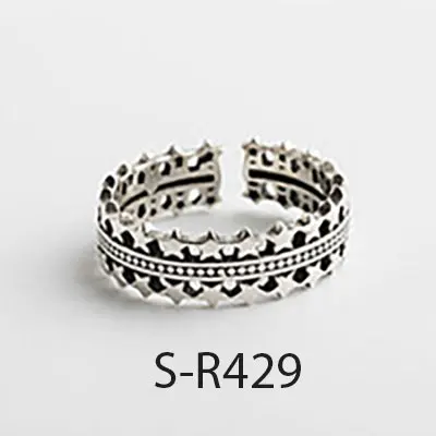 S-R429 ANENJERY, мульти-стиль, Ретро стиль, 925 пробы, серебряные кольца ручной работы, размер 18 мм, регулируемые тайские серебряные кольца для мужчин и женщин, S-R414 - Цвет основного камня: S-R429