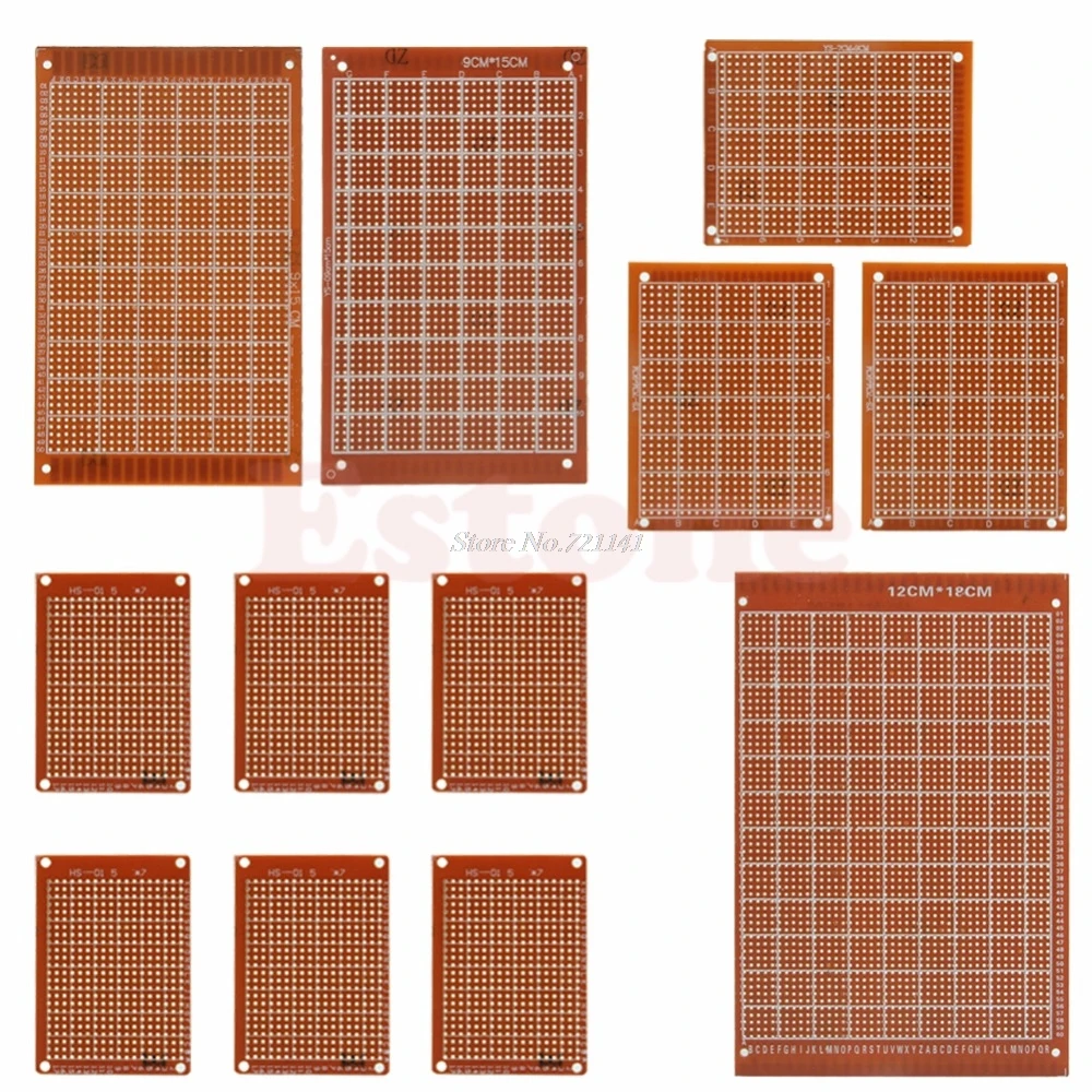 

12 Pcs KIT PCB Board Circuit Prototyping Printed Panel Strip board Breadboard