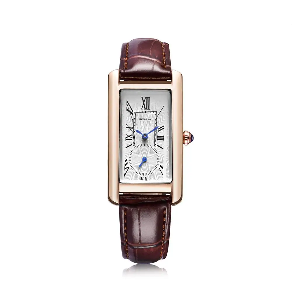 Прямоугольные унисекс кварцевые часы Женское платье кожаный браслет из ПУ Модные наручные часы женские винтажные деловые часы женские часы - Цвет: Rose Gold-Brown