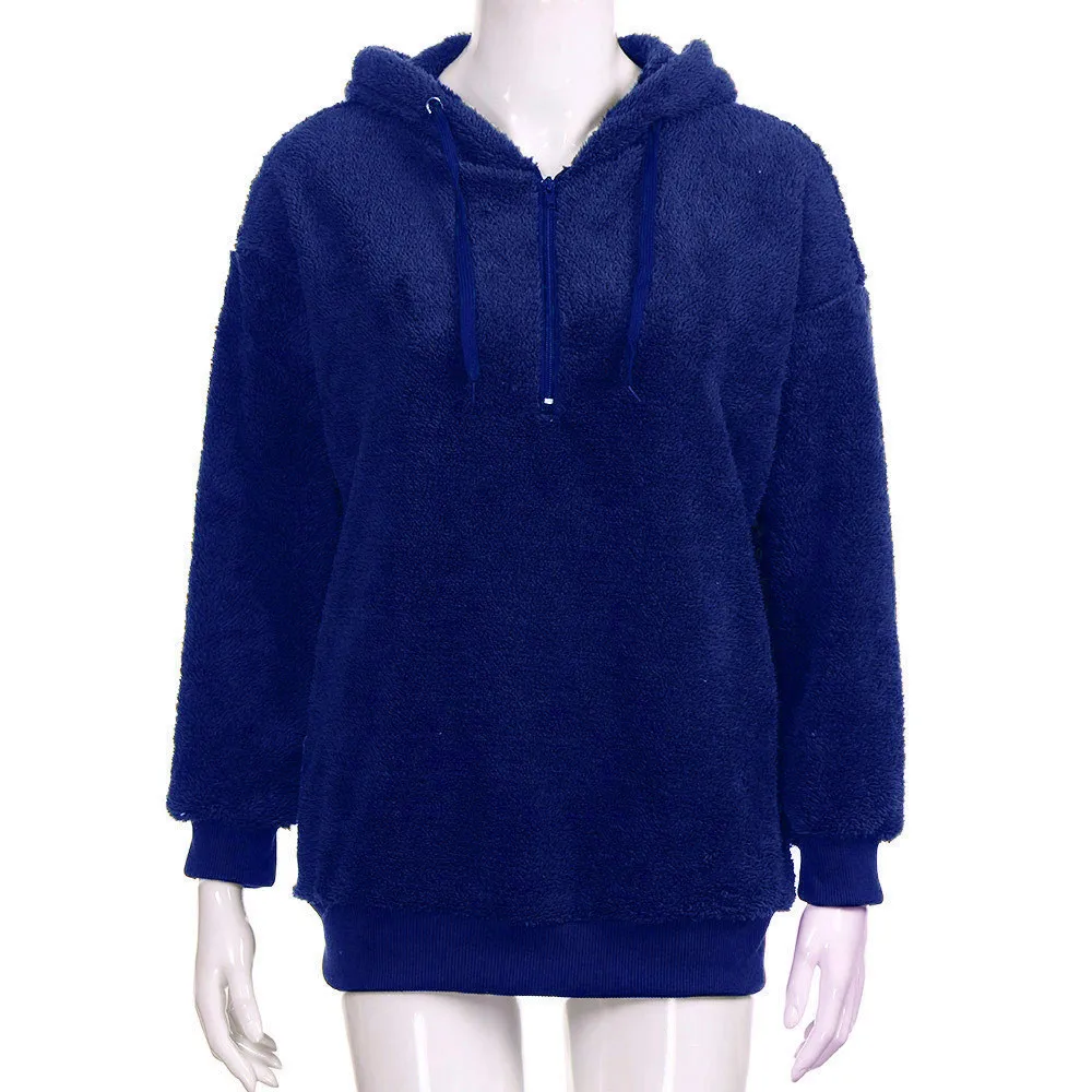 

Ladies Hooded Pullover Jumper Solid Casual Coat Sweatshirt Womens Warm Fluffy Winter Top Hoodie Sweatshirt