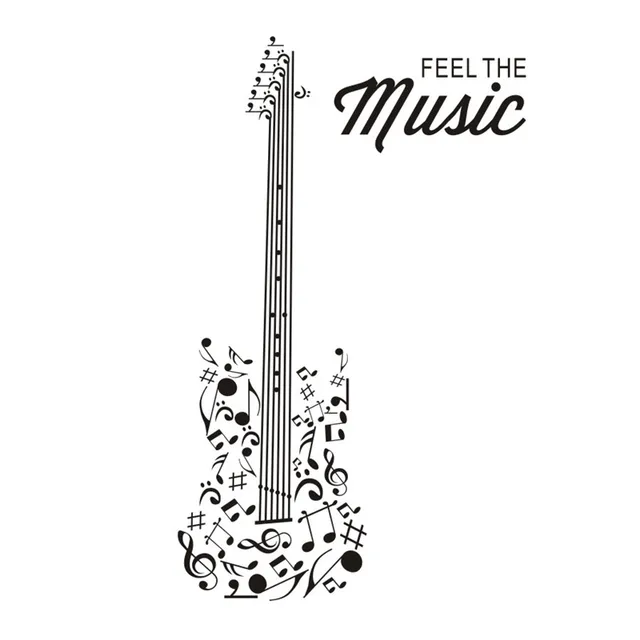 feel the music guitar silhouette wall stickers home decor vinyl