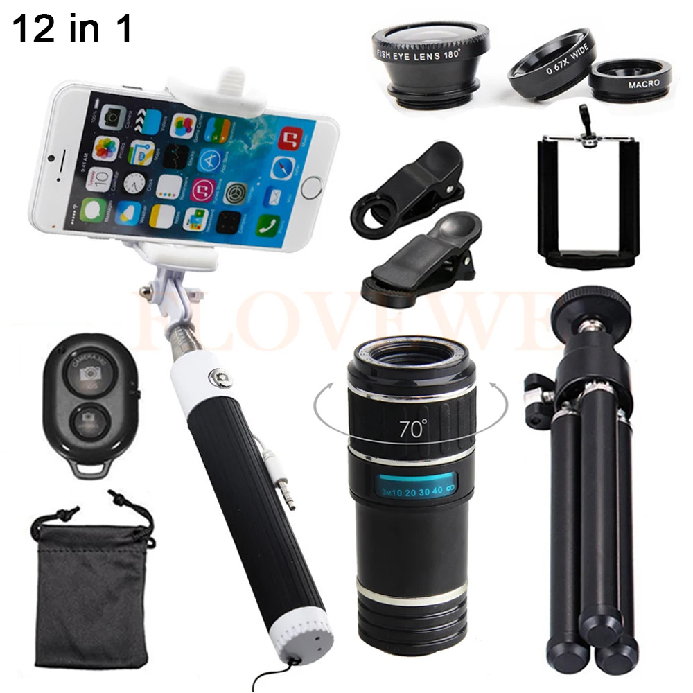 HD 12X Zoom Telephoto Lens Telescope Fish eye Wide Angle