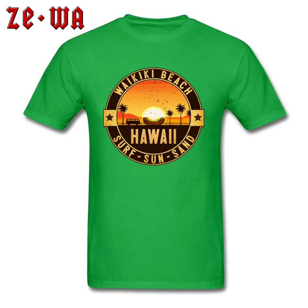 Dominant Mens Tops Shirts Summer Design Top T-shirts Cotton Short Sleeve Comics Tee-Shirt Round Collar Wholesale WAIKIKI BEACH HAWAII OAHU SURF SUN SAND SURFING BEACH VACATION V green