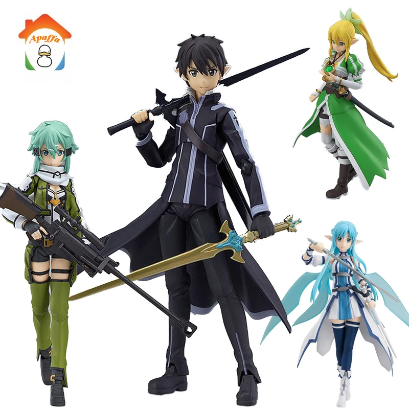 Apaffa 15 см эльф фехтовальщик Shino Kazuto Asuna фигурка игрушки Figma Sword Art Online Аниме ПВХ Коллекционная модель игрушки BN133