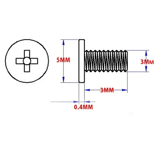 500 шт./лот M3 * 3 3x3 мм тонкая плоская головка philips машинные винты для телефона