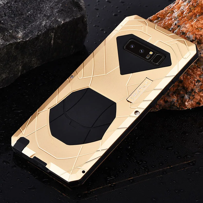 iMatch Water Resistant Shockproof Dust/Dirt/Snow-Proof Aluminum Metal Military Heavy Duty Armor Protection Case Cover for Samsung Galaxy Note 8