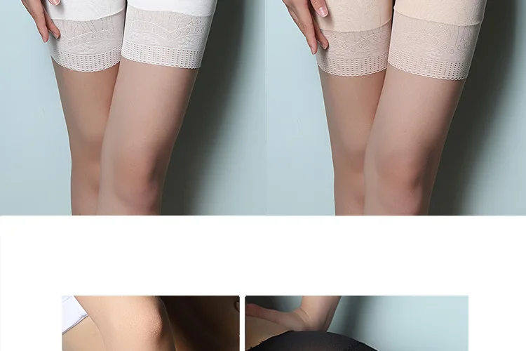 Lace Safety Short Pants Summer Ice Silk Female Boyshorts Underwear Middle Waist Seamless Shorts Pants for Women (15)