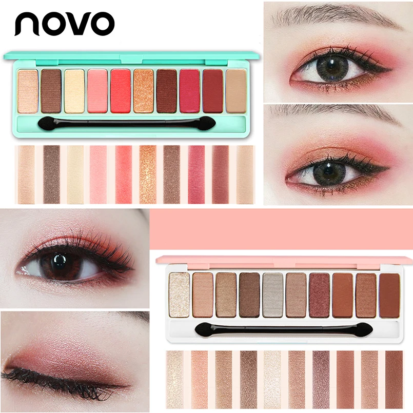 

Novo 10 Colors Eye Shadow Palette Shimmer Matte Eyeshadow Cosmetic Non Dizzy Easy to Color Nude Eyeshadow with Brush Eyes Makeup
