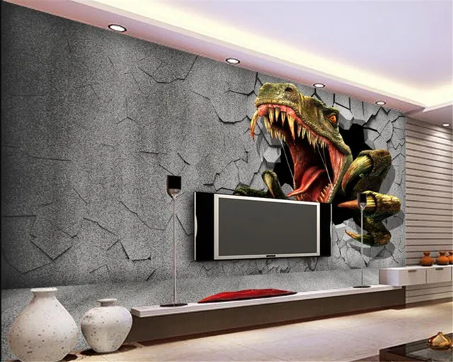 Tv Wand Tapete Beibehang Nach 3D tapete ziegel wand dinosaurier TV wand wand papier home decor kinderzimmer wohnzimmer hintergrund.jpg 640x640 - Tv Wand Tapete