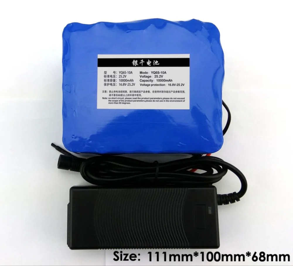 24V 10Ah 18650 Battery Pack 25.2V 10000mAh Rechargeable Battery For