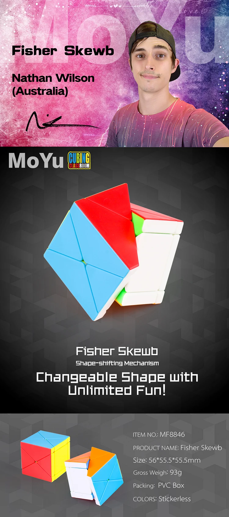 MOYU Fisher Skewb магический куб, профессиональный скоростной головоломка, куб, развивающие игрушки, подарки для детей, интеллектуальное развитие