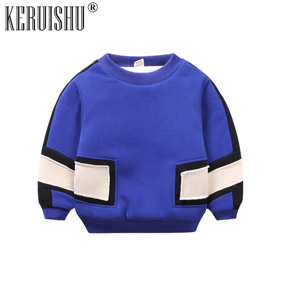 

KeRuiShu New Unisex Children Casual Sweatshirts Boys/Girls Cotton Stitching Loose Coats Baby Plus Velvet Thicken Keep Warm Coat