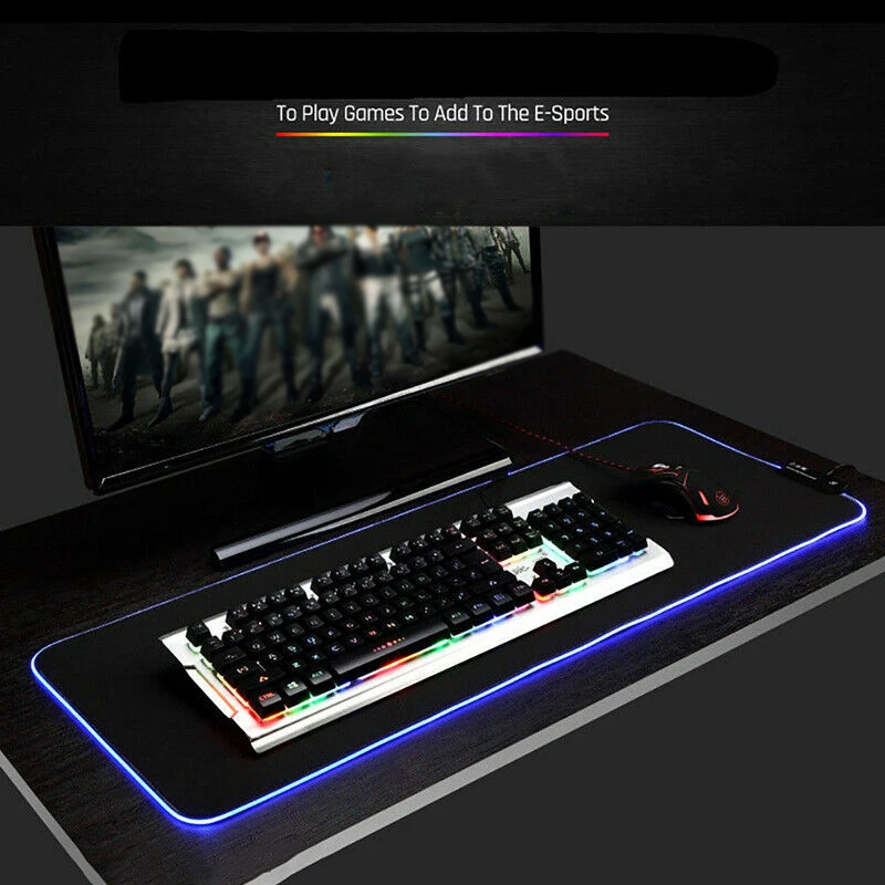 RGB Soft Large Gaming Mouse Pad Oversize Glowing Led Extended Mousepad Non-Slip Rubber Base Computer Keyboard Pad Mat