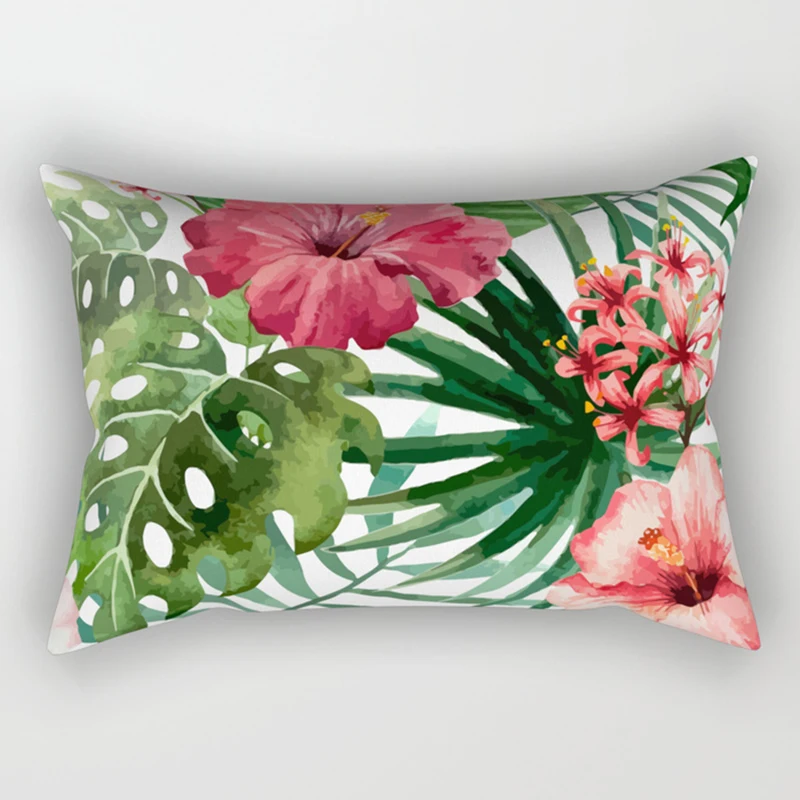 Горячая Распродажа тропические растения довольно с цветочным рисунком Мужская и женская Прямоугольная подушка чехол s топы, футболки