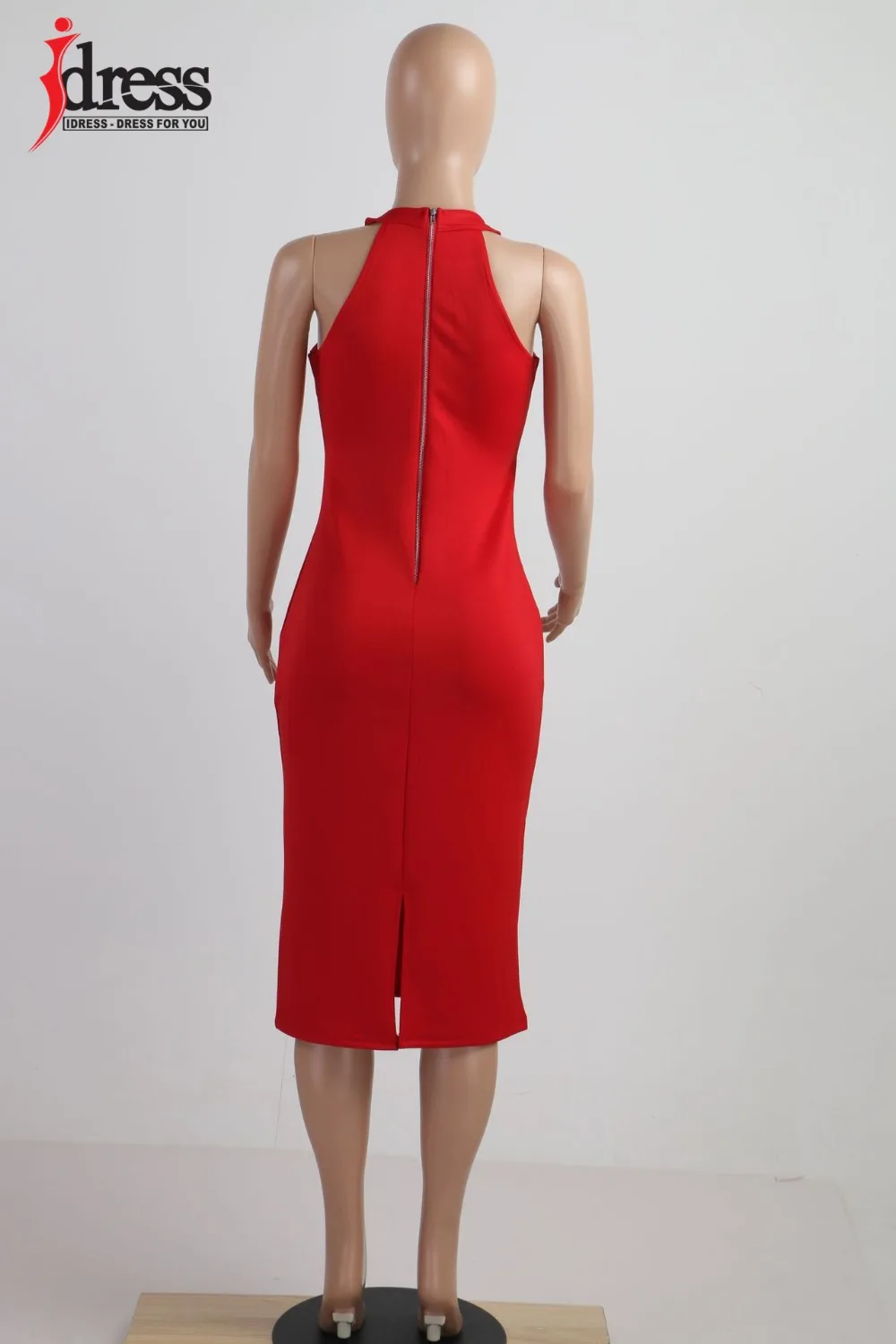 IDress Women's Vestidos Bandage Dress Cotton 2017 Summer Zipper Back Knee Length Midi Bodycon Dress Dinner Sexy Party Dresses (9)