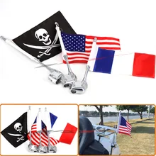 Chrome motorcycle rear side mounting flagpole america flag high quality flagpole with flag for honda goldwing gl1800 2001-2011