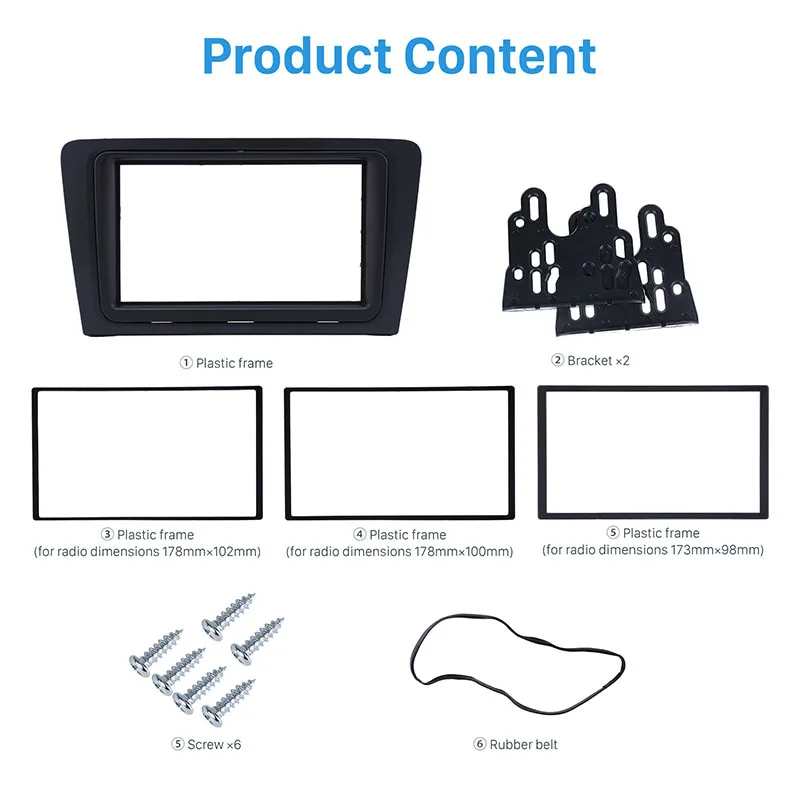 Seicane Black 2Din Car Radio Fascia Frame DVD CD Player Trim Kit Panel For Skoda Rapid Spaceback