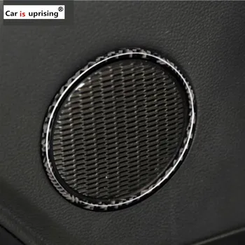 

2pcs For Ford Mustang Carbon Fiber Car Door Audio Speaker Strip Cover Ring car Sticker 2015 2016 2017 Car Interior Accessories