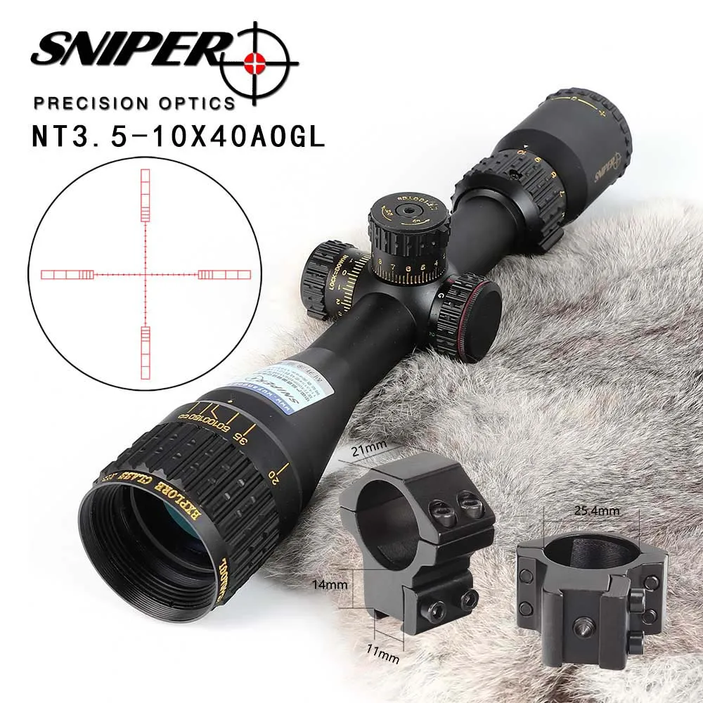 SNIPER NT 3,5-10X40 AOGL охотничьи оптические прицелы тактический оптический прицел полноразмерный стеклянный гравированный прицел с подсветкой RGB - Цвет: with Dovetail Rings