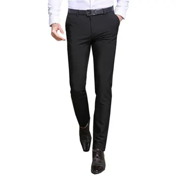 

Men's Casual Pants Men's Slim Korean Pants 2020 New Men's Stretch Pants Free Iron Pants Color Black/Blue/Gray Size 29-34 35 36