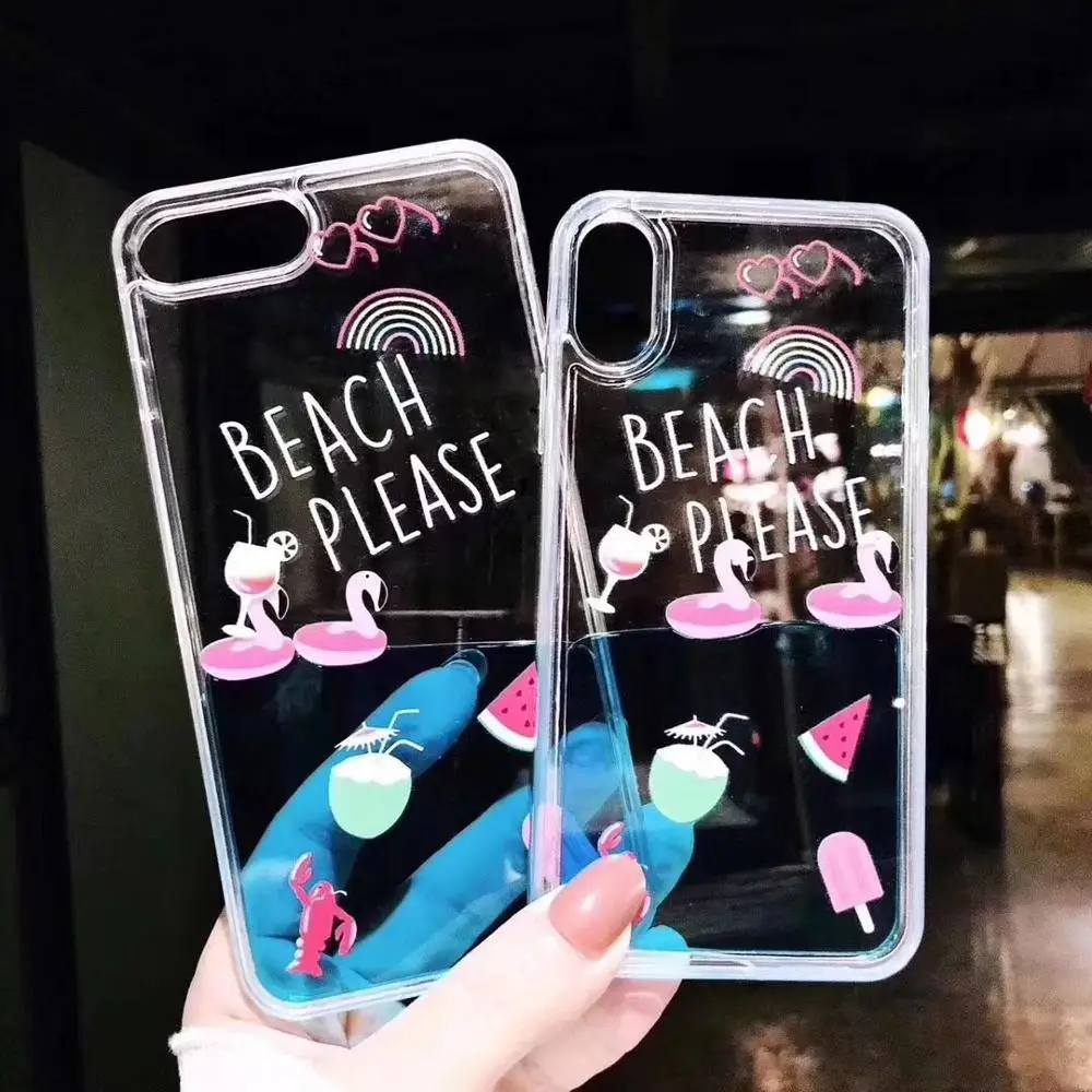 Чехол для телефона с плавательным Фламинго Quicksand IphoneXSMAX XS XR Hawaii Style задняя крышка