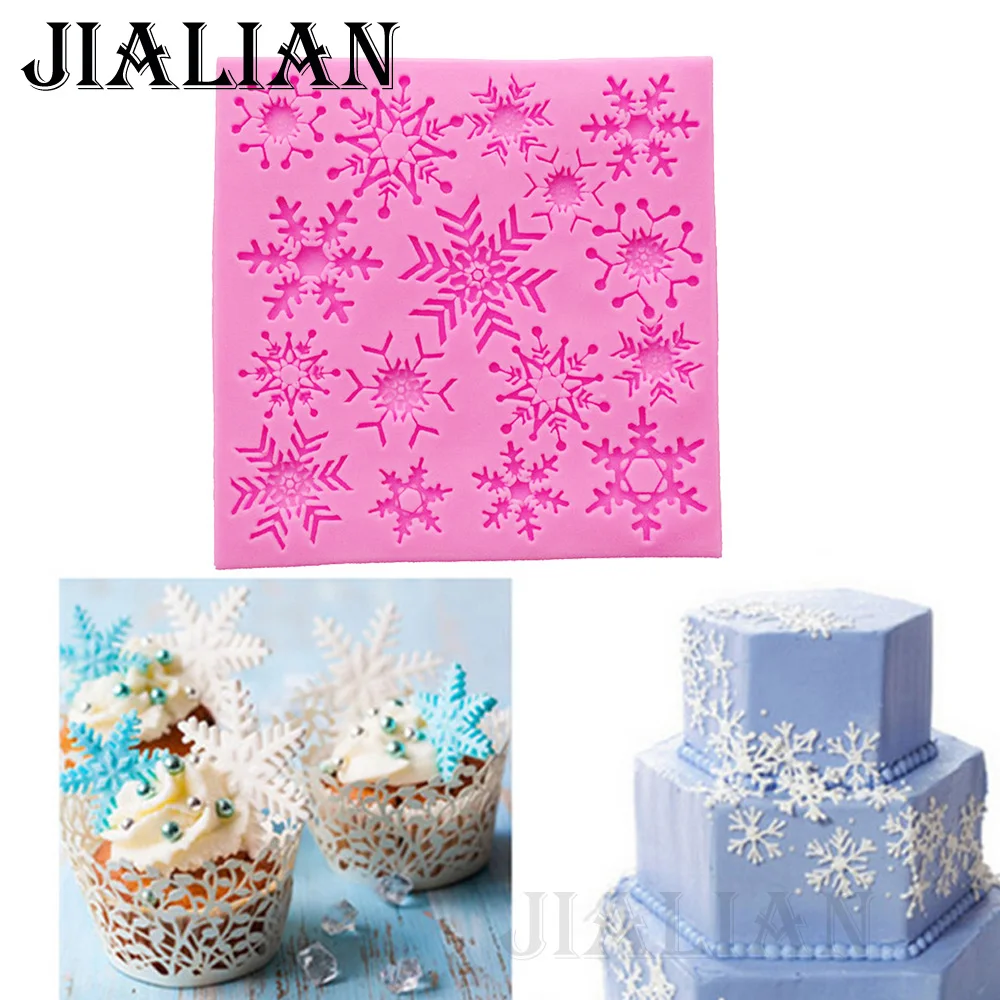 Christmas cake baking tools Beautiful snowflake cake decoration tools  silicone molds used to easily create poured sugar T0765 - AliExpress