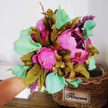 Романтический свадебный букет свадебные украшения искусственный фиолетовый пион Калла Лилия букет De Noiva Свадебные аксессуары