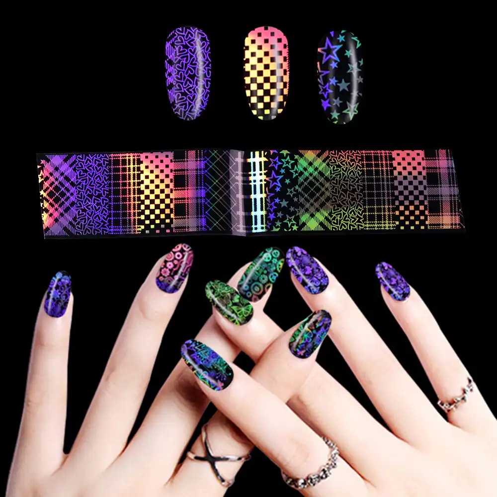 Detail Feedback Questions About 1set New Holographic Nail Foil Laser