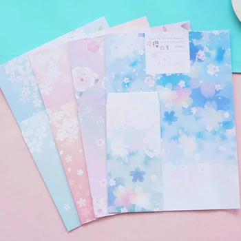 

9 Pcs/pack Lovely 3 Envelopes+6 Sheets Letters Cherry Sakura Flower Paper Writing Envelopes Letters Set Gift DIY Stationery