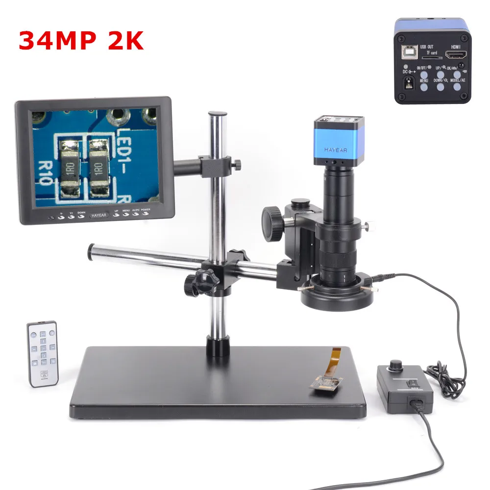 

34MP 2K 1080P 60FPS HDMI USB Digital Industrial Microscope Camera 180X C-MOUNT Lens Zoom 60 LED For Phone PCB Repair Soldering