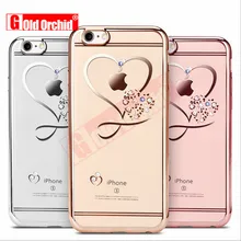 Для iPhone 6 Чехол, ультра тонкий чистый мягкий TPU Чехлы для телефона с кристаллами и розовым покрытием, Блестящий Алмазный чехол для iPhone 6S 6 Plus 7 Plus
