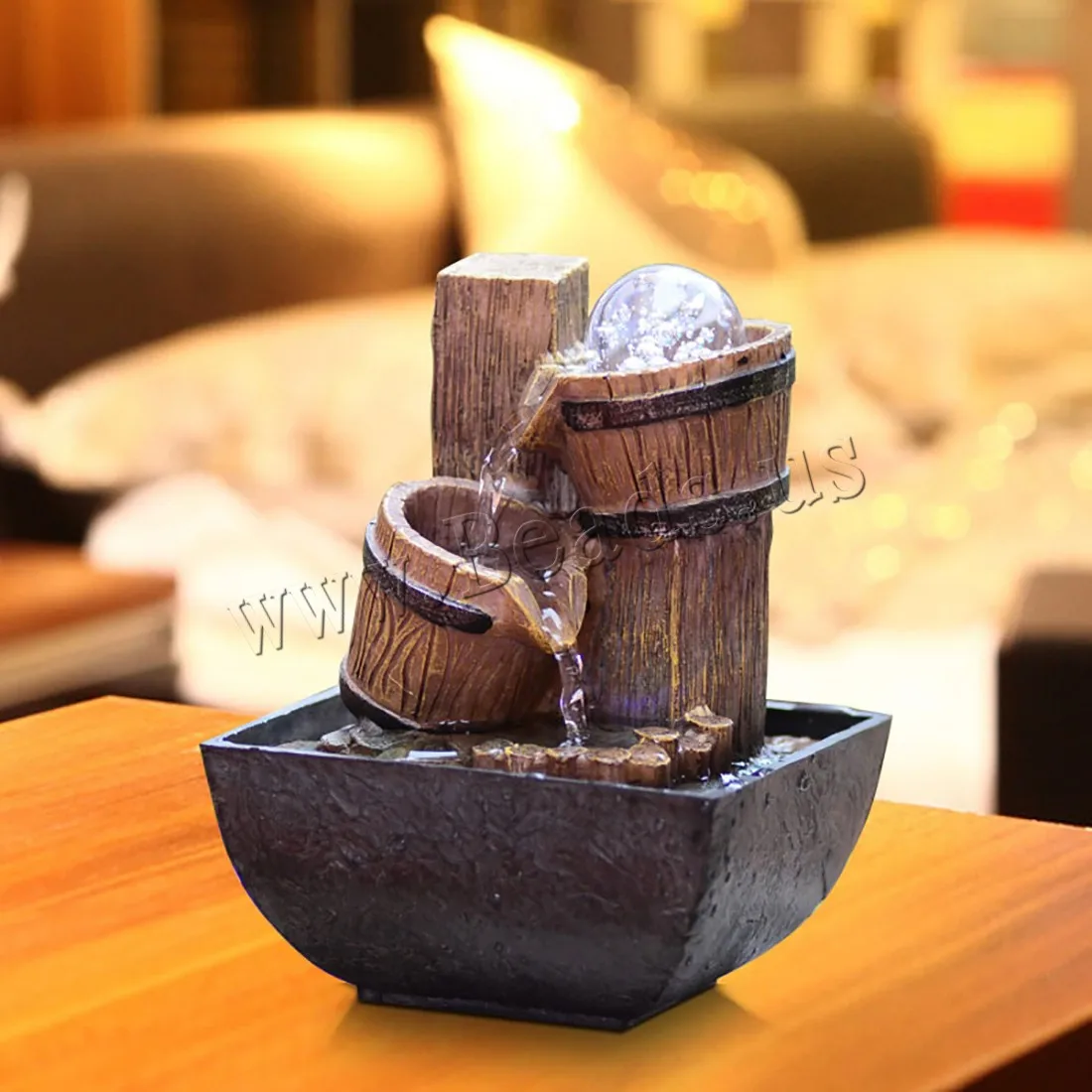 

Resin Decorative Fountains Indoor Water Fountains Creative Craft Desktop Home Decor With LED Light Fengshui Water Fountain