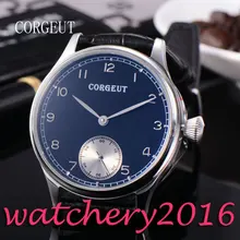 44mm CORGEUT Black Dial Stainless Steel case Luxury Brand Hand Winding Mechanical 6498 movement Men s