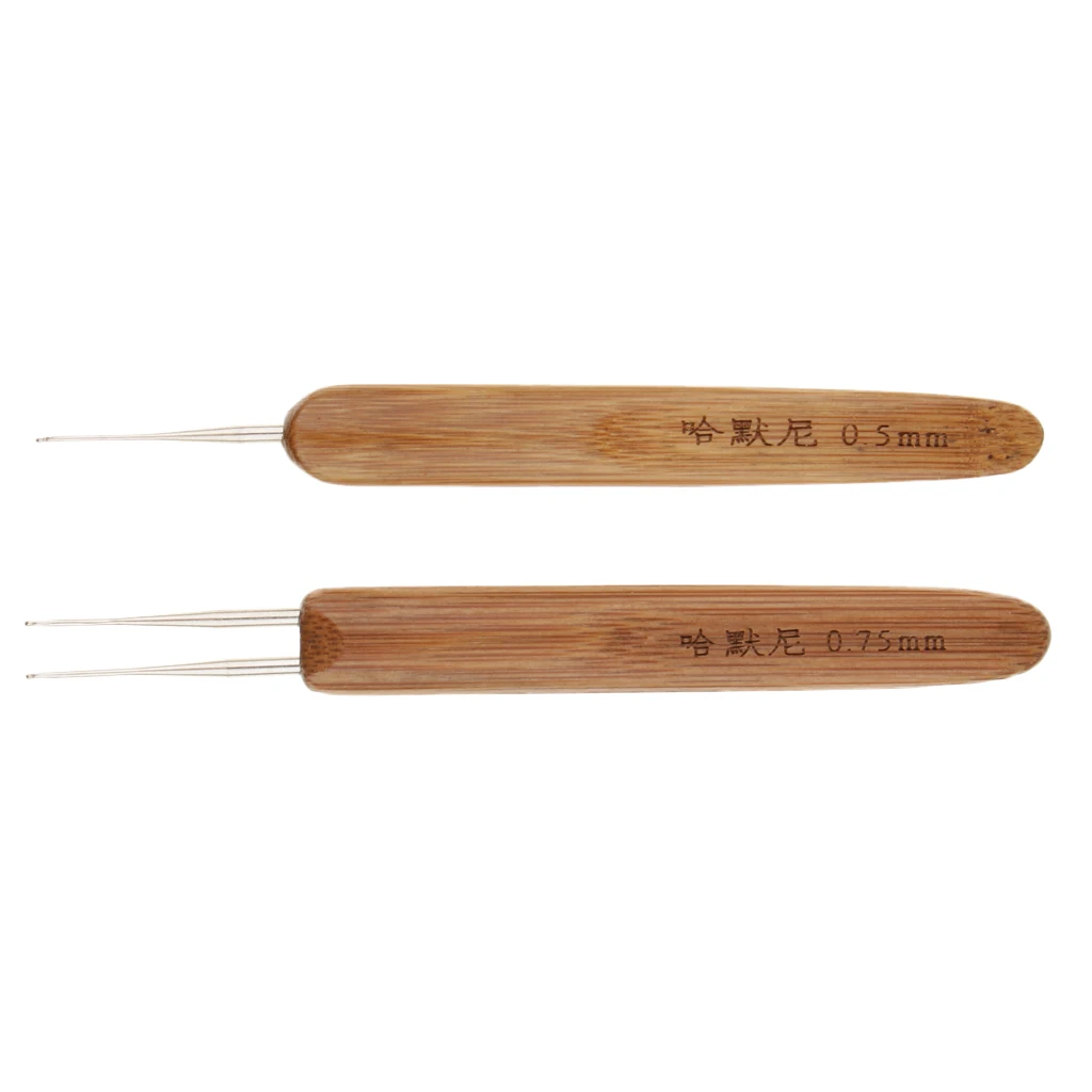 Pack 4pcs Bamboo Hair Weaving Crochet Needles Dreading Hooks Dreadlock Tool Perfect For Fixing Dreadlocks