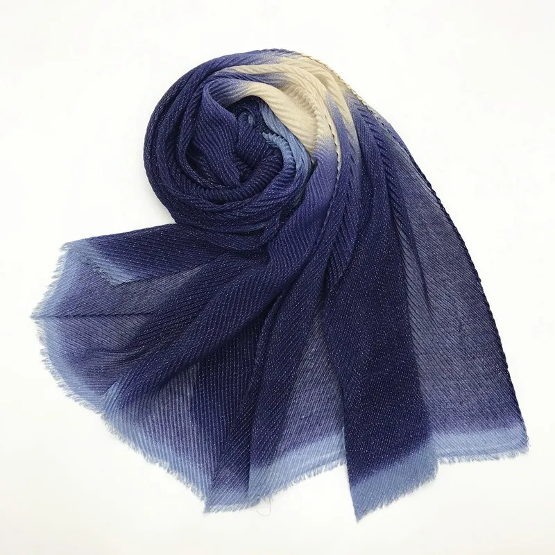Мода Омбре Лоскутная однотонная градиентная цвет мусульманский хиджаб мягкие женские шарфы платки бандана шарф высокого качества