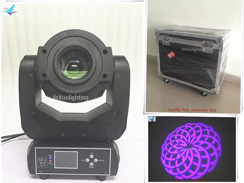 

free shipping 4pcs/lot flycase LED 3 Prism 90w Spot Moving Head Light Stage Gobos DMX Auto Lumiere Party Show Disco DJ Lighting