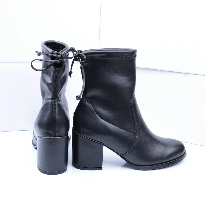 Botines Mujer Botas Casual Talón Invierno Zapatos Ummewalo Elásticas Genuino Cuero Alto Mujeres Del Qualiy Otoño Udq6BOw