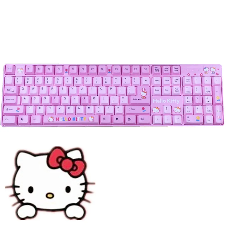 Hello Kitty wired keyboard USB girls pink keyboard Cute cartoon KT cat