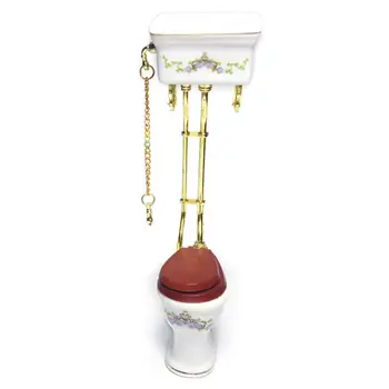 

Vintage 1:12 Dollhouse Miniature Furniture Bathroom Porcelain Toilet Closestool For Kids Role Play Toys Gift Dollhouse Decor