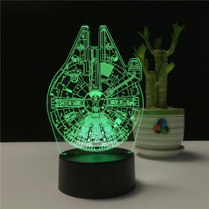 Звездные войны Сокол Миллениум 3D Голограмма лампочка ночник USB Luz De LED сенсорный