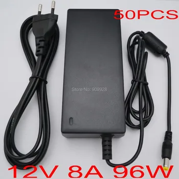 

50PCS 12V 8A DC96W LED Power Adapter for 5050 / 3528 SMD LED Light or LCD Monitor US / EU / UK / AU plug DC plug 5.5mmx2.1-2.5mm