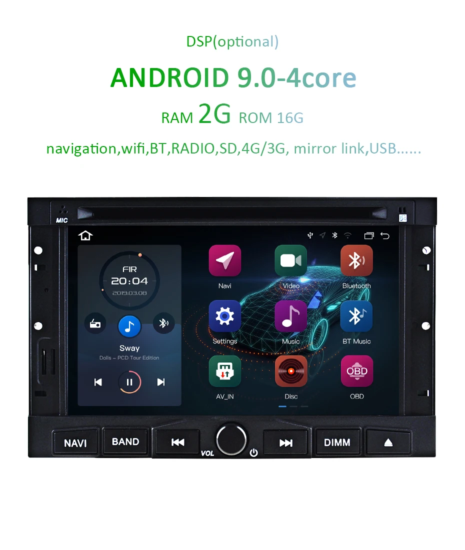 Cheap Android 9.0 DSP DVD Player for PEUGEOT 3008 5008 Partner Citroen Berlingo Car GPS Multimedia Stereo Screen Radio AV Output 2