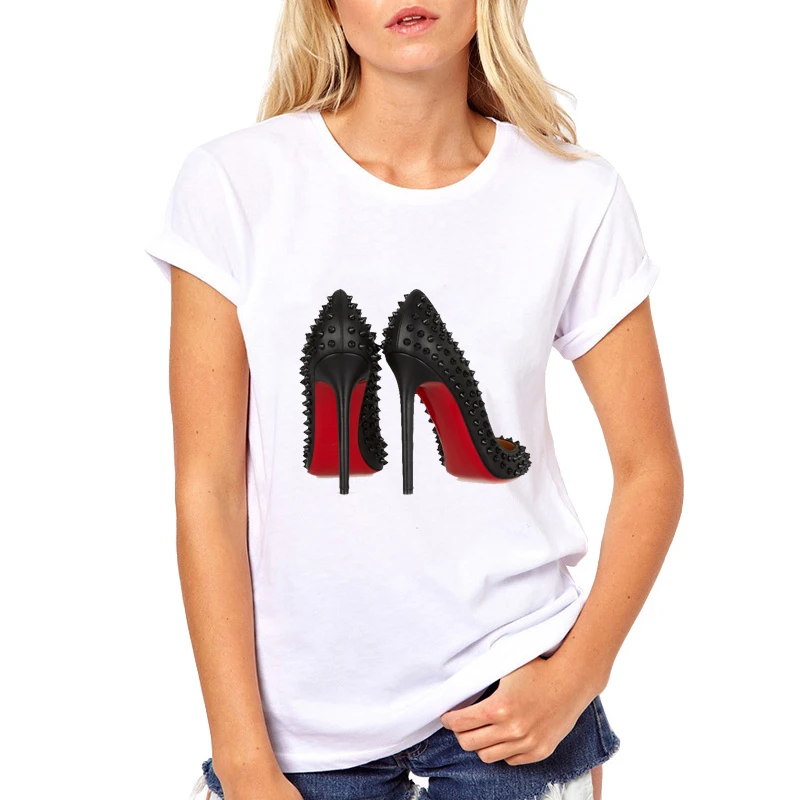 Fashion High Heels Print Funny Summer T shirt Women Vogue Princess Short Sleeve T-Shirt Cheap Female Tops Fashion High Heels Print Funny Summer T shirt Women Vogue Princess Short Sleeve T-Shirt Cheap Female Tops